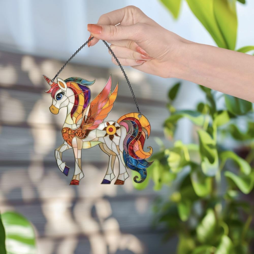 Skiennix Unicorn Ornaments - Mythical Creature Window Decor | Acrylic Hanging Christmas Gift