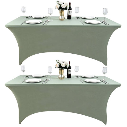 ZarzaaSik 122 6-Pack 6ft Spandex Table Covers for Rectangle Standard Folding Tables - Wrinkle Resistant Stretch Tablecloths - Ultimate Fitted Table Protector for Parties, Banquet, and Wedding