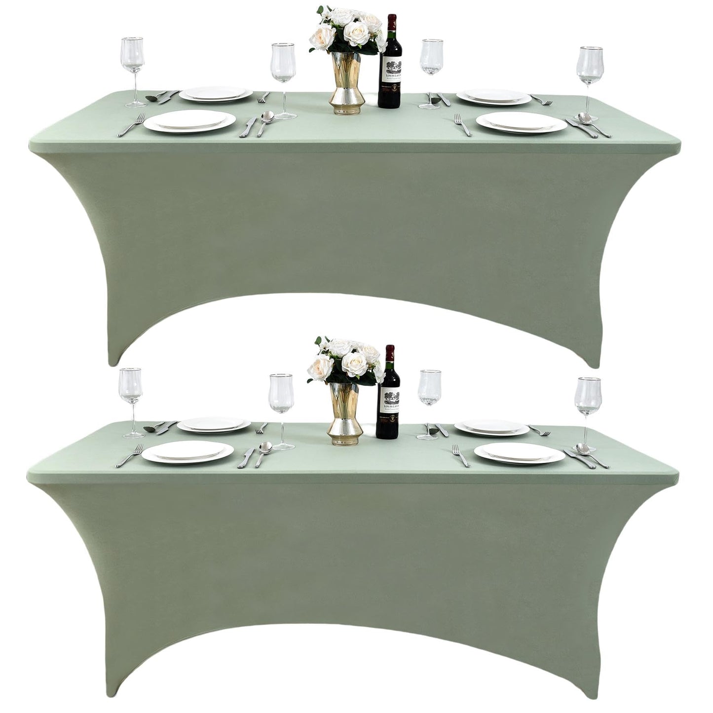 ZarzaaSik 118 2-Pack 4ft Spandex Table Covers for Rectangular Folding Tables - Wrinkle Resistant Stretch Tight Table Cloths - Ultimate Fitted Table Protector for Parties, Banquet, and Wedding