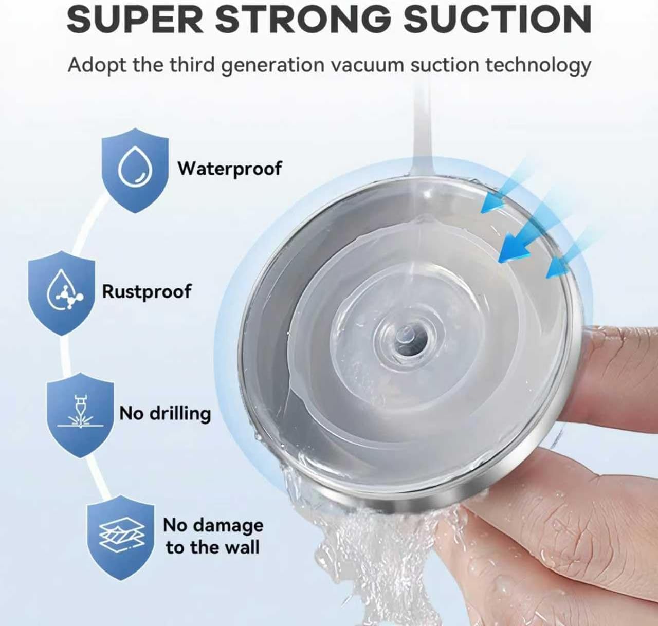 Skiennix Suction Cup Hooks - Waterproof No-Drill Towel & Loofah Holders for Shower & Bathroom | Silver, 4-Pack