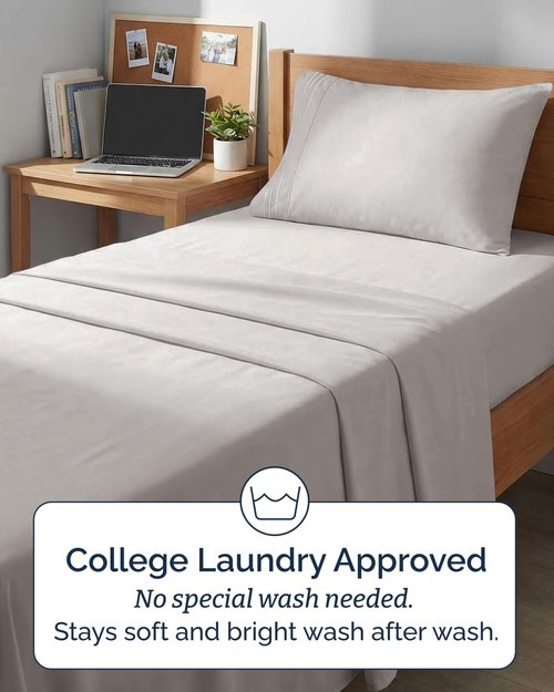 Comfy Twin XL Sheet Set by [Brand Name] - Breathable Cooling Bedding | Soft, Wrinkle-Free, Deep Pockets - Light Grey