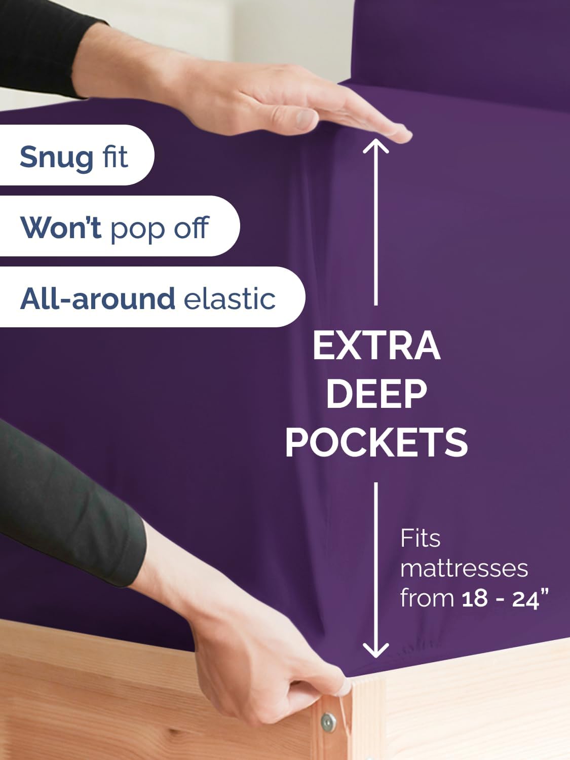 Skiennix Extra Deep Twin Sheet Set - 4-Piece Breathable Cooling Bedding - Soft, Wrinkle-Free Purple