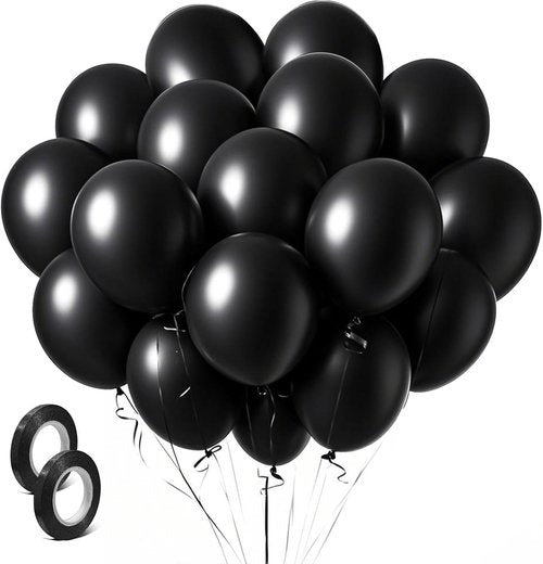 Black Balloons | 100 Pack 12-Inch Round Latex Party Decorations for Halloween & Weddings