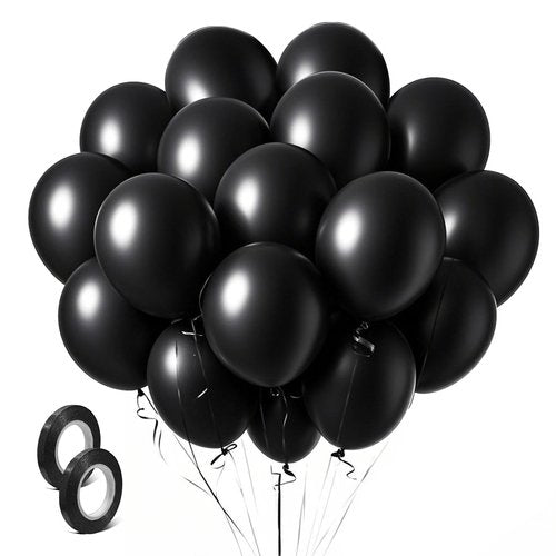 Black Balloons Party Decorations 100 Pack 12 inch Round Halloween Latex Balloons for Black Themed Wedding Graduation Anniversary Birthday Party Backdrop Decorations