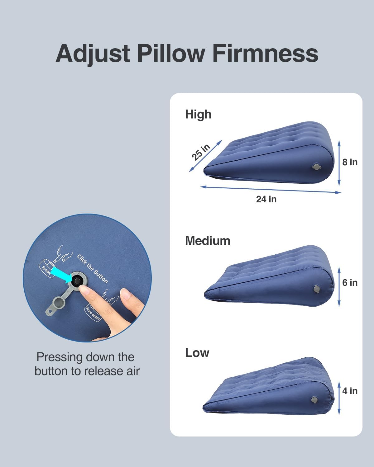 Luxtude Inflatable Wedge Pillow - Adjustable Travel Pillow for Acid Reflux & Back Pain Relief
