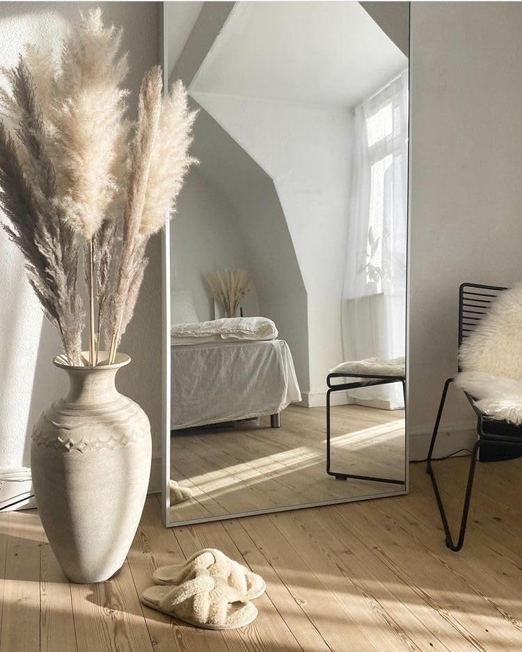 Full Length Arched Floor Mirror 64x21 Inches - White Frame