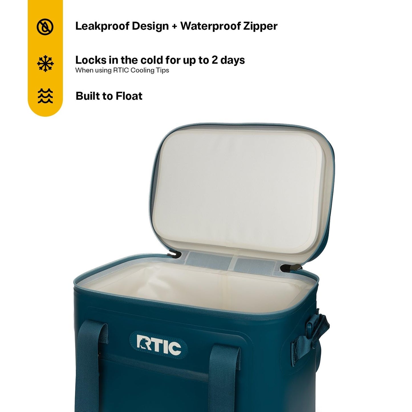 RTIC Ultra-Tough Soft Cooler 30 Can, Insulated Bag Portable Ice Chest Box for Lunch, Beach, Drink, Beverage, Travel, Camping, Picnic, Car, Trips, Floating Cooler Leak-Proof with Zipper, Marine