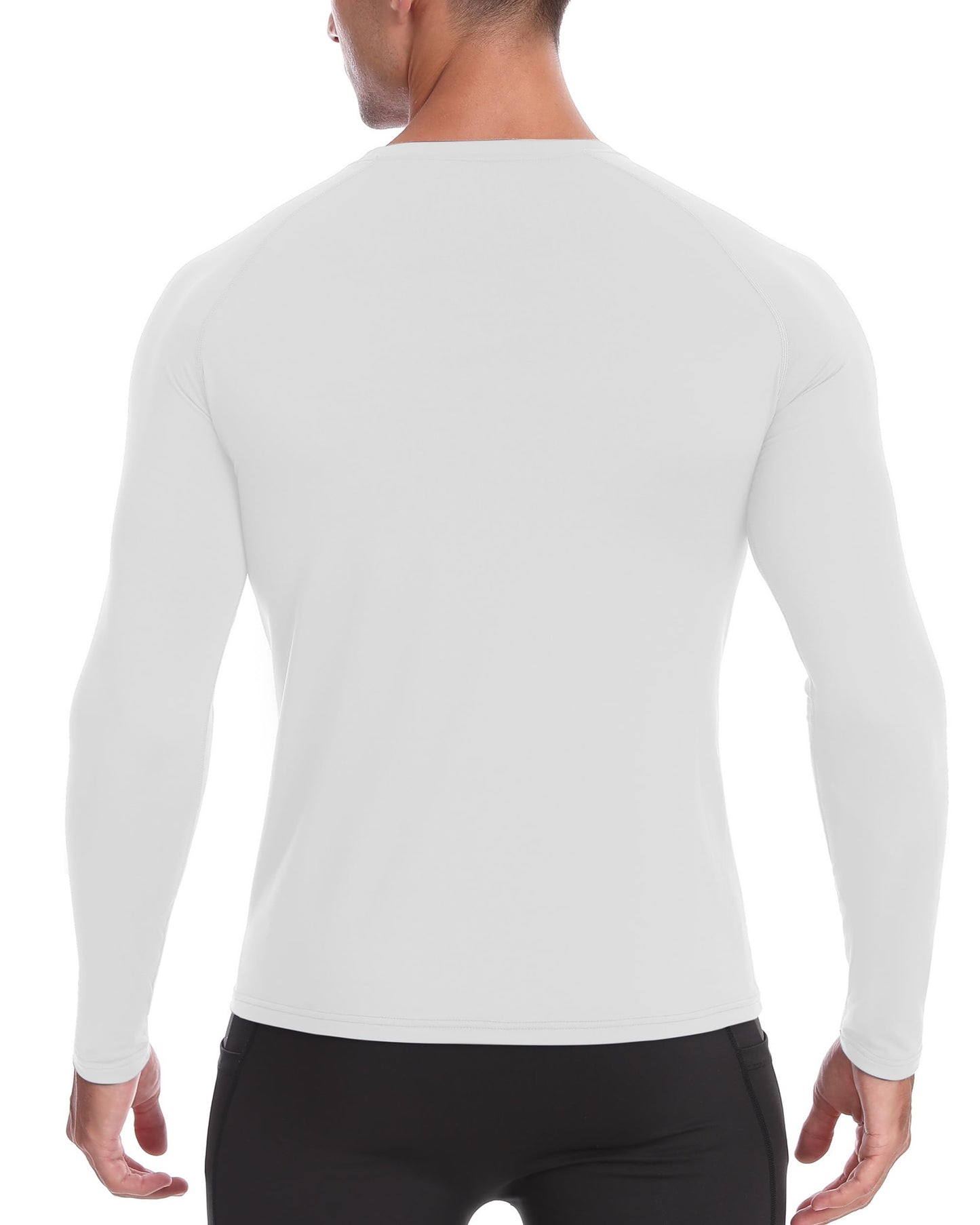 Twekfish Men's Thermal Compression Shirt, Long Sleeve Fleece Lined Workout Shirts Winter Cold Weather Athletic Base Layer Top White