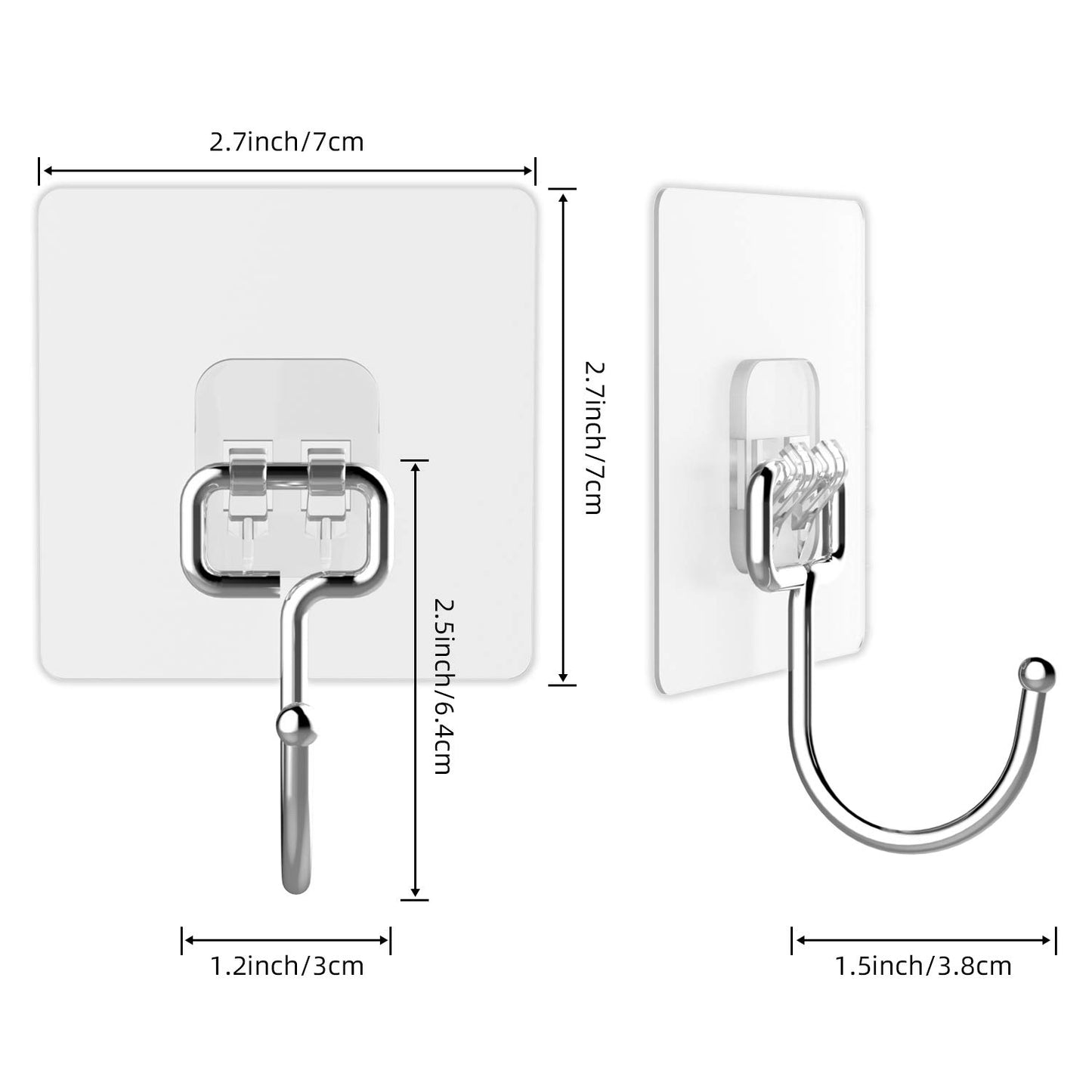 Large Hooks for Hanging Heavy-Duty 44Ib(Max) 10 Packs, Wall Hangers without Nails Self-Adhesive Traceless Clear and Removable, Waterproof and Rustproof Multiple Uses for Bathroom Kitchen Home