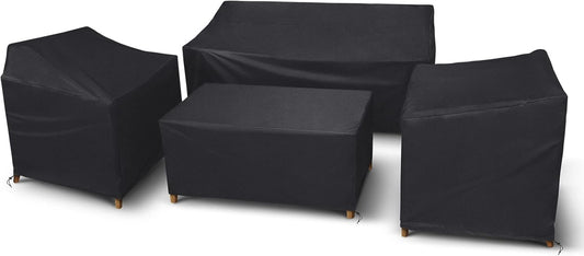STARTWO Heavy-Duty Waterproof Patio Furniture Covers - 4-Piece Set for Rattan Wicker, Black