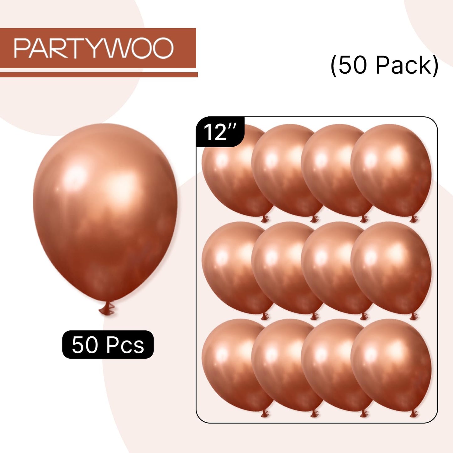 PartyWoo Balloons 50 pcs 12 inch Balloons for Graduation Wedding Baby Shower Gender Reveal Anniversary Graduation Birthday Party Decorations Brown-G132