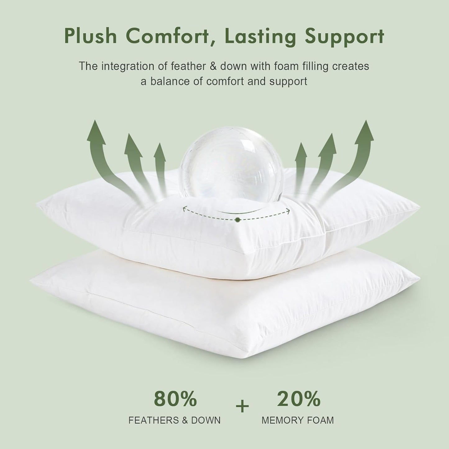 TOPGREEN Lumbar Pillow Insert - 100% Organic Cotton Shell, 14x36 Size, Perfect for Sofa or Bed (White)