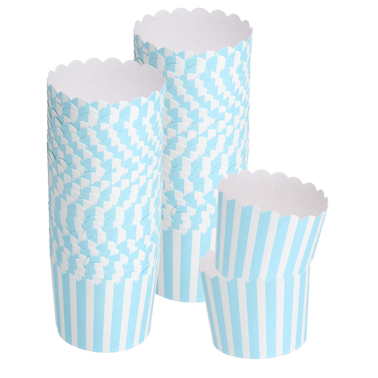 uxcell 50pcs Cupcake Wrappers for Wedding, Paper Baking Cups and Muffins Liners for Birthday Wedding Party Supplies (Blue and White)