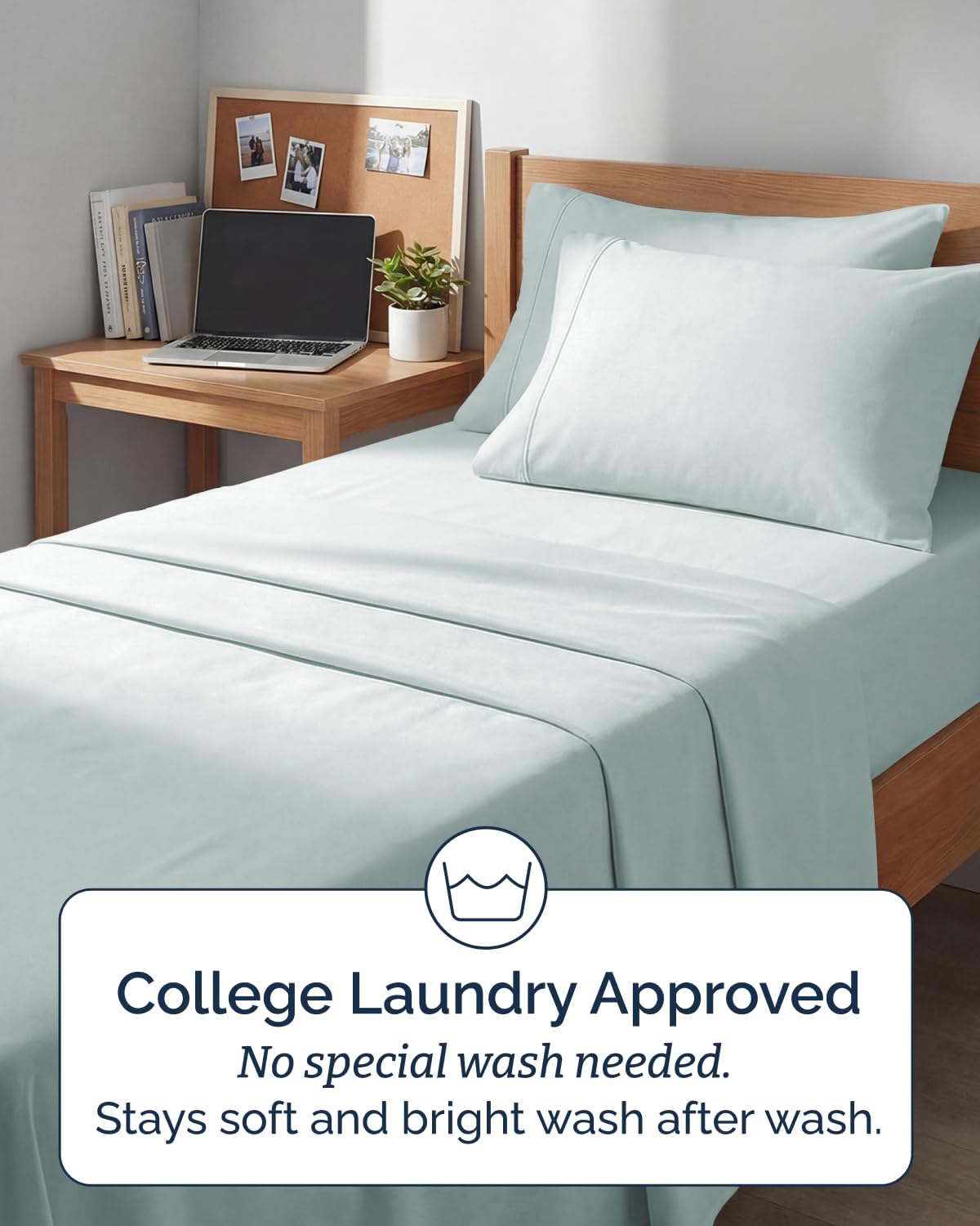 Skiennix Extra Deep Twin XL Sheet Set | 4-Piece Breathable Cooling Bedding - Soft, Wrinkle-Free Ice Blue