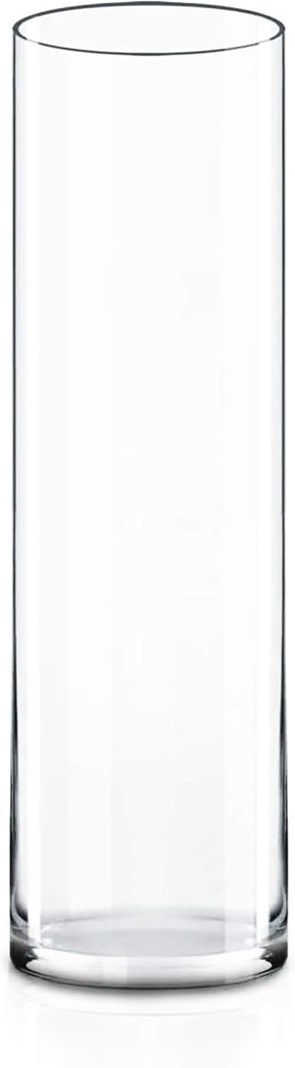 Clear Tall Glass Cylinder Vase 16” | Elegant Flower Centerpiece & Candle Holder