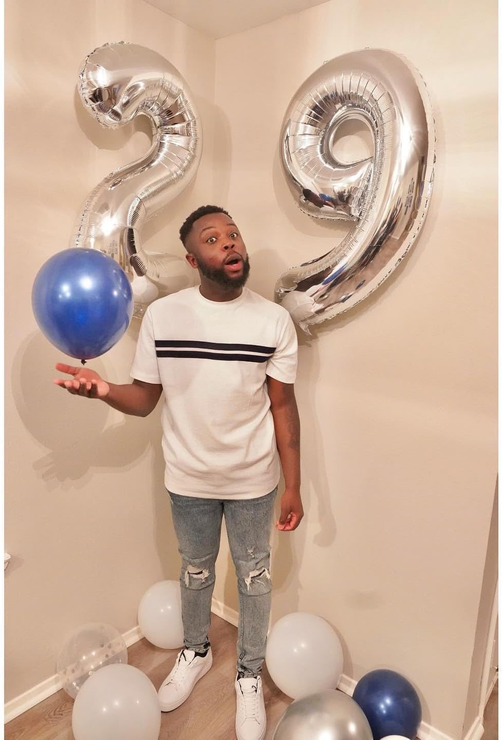 Silver Number 9 Balloon - 40 Inch Giant Foil Balloon for 9th Birthday Party Decorations