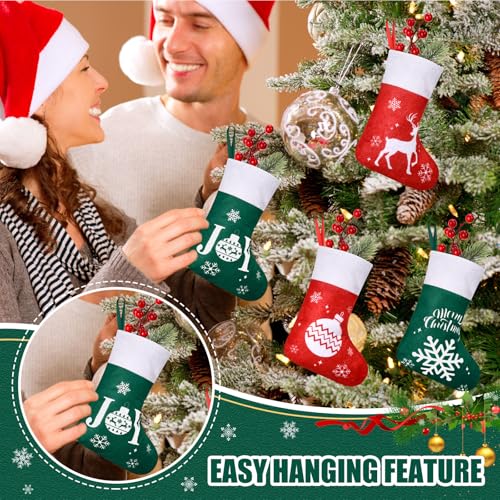 HooLing 50 Pcs 7 Inch Mini Christmas Stockings Bulk, Green, Stylish