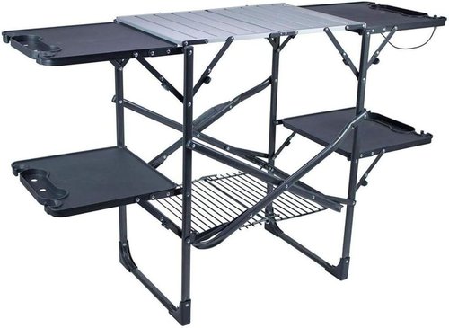 GCI Outdoor Slim-Fold Cook Station - Portable Folding Kitchen Table with Heat Resistant Top & Storage Rack for Camping