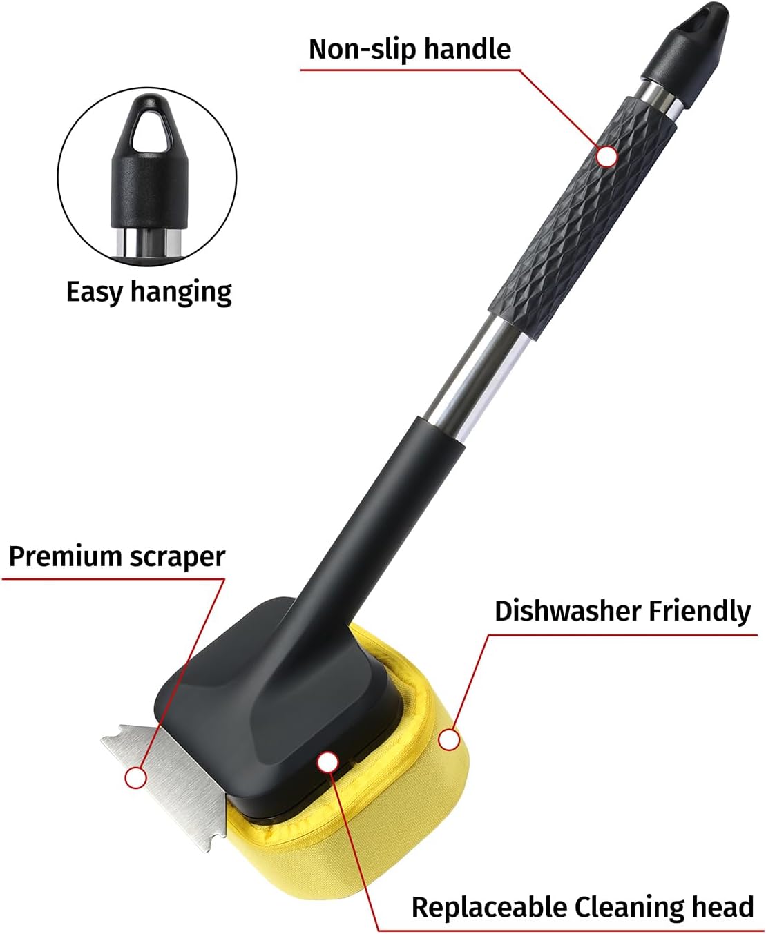Skiennix BBQ Grill Cleaning Brush - Bristle-Free Design with 5 Replaceable Heads | 5-in-1 Cleaner Kit for Stainless Steel Grates