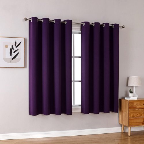 ChrisDowa Grommet Blackout Curtains - Thermal Insulated Room Darkening Panels, Royal Purple, 52"W x 54"L