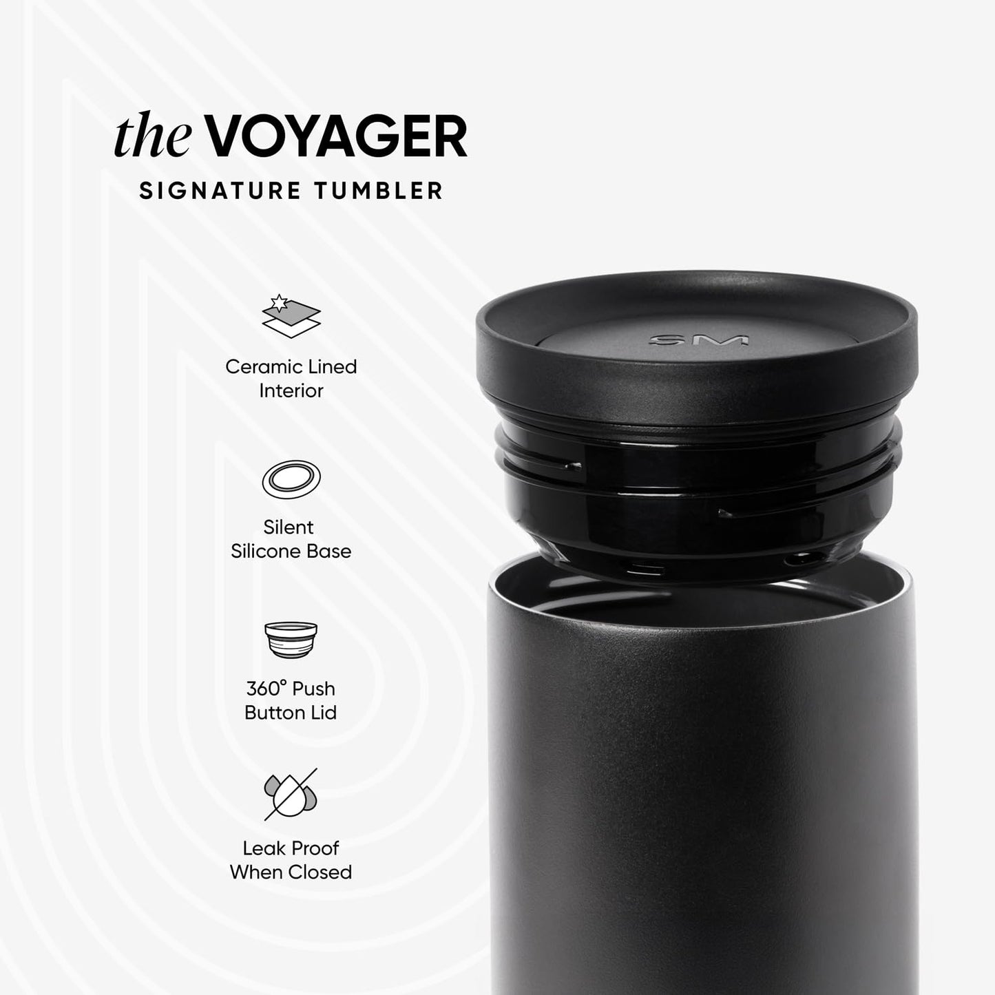 Simple Modern Travel Coffee Mug Tumbler with 360° Lid | Ceramic-Lined Insulated Stainless Steel Cold Brew Iced Coffee Cup | Gifts for Women Men Her Him | Voyager Signature | 12oz | Blue Dune