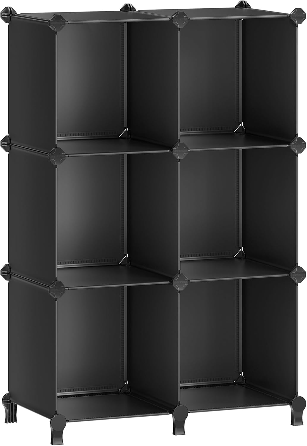 SONGMICS 6 Cube Storage Organizer - Modular Bookshelf with Stackable Shelves | Black, 11.8 x 11.8 x 11.8 Inch