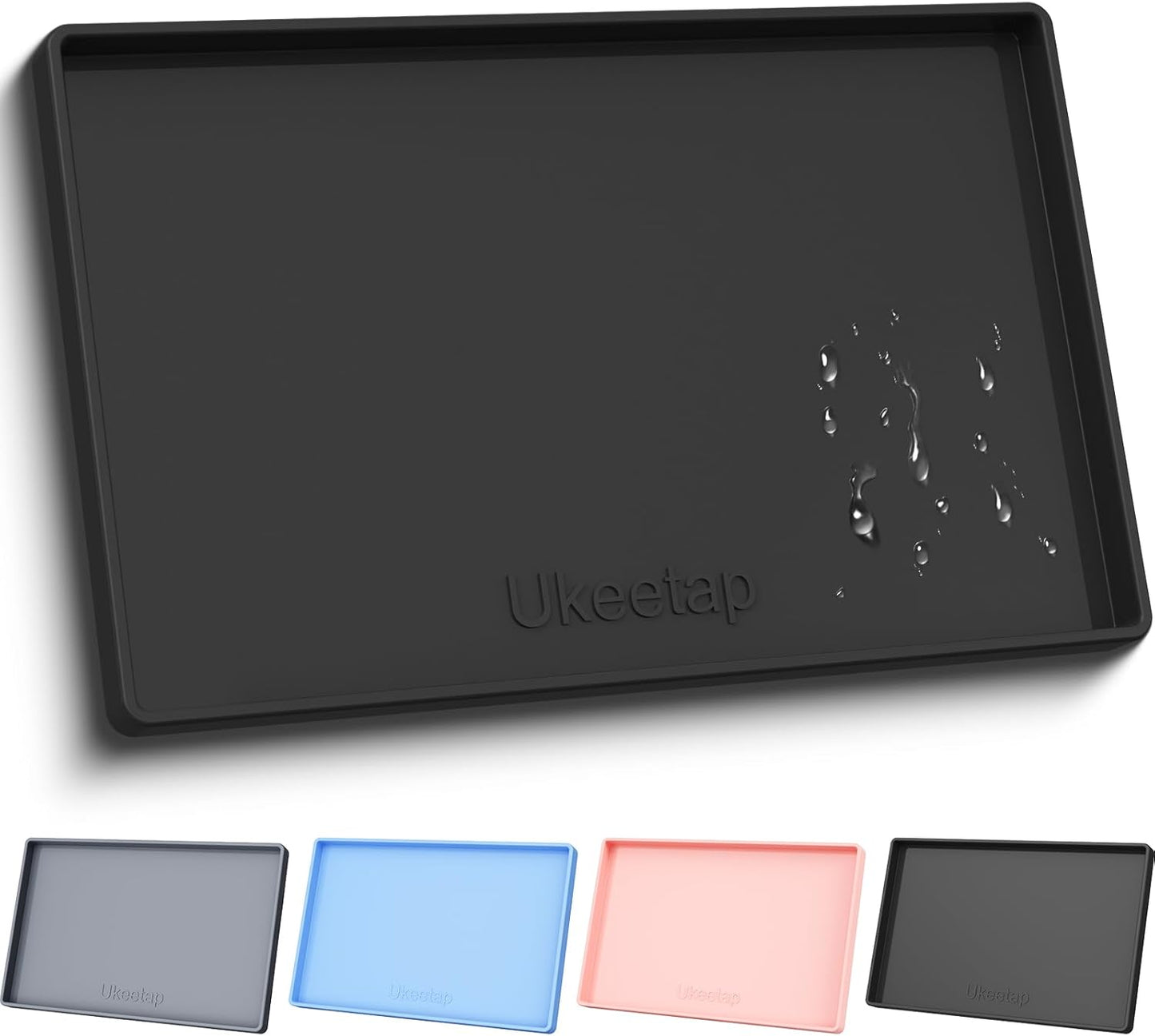 Ukeetap Extra Thick Silicone Mat - Waterproof Under Sink Mat for Kitchen & Bathroom | 34" x 22", Black