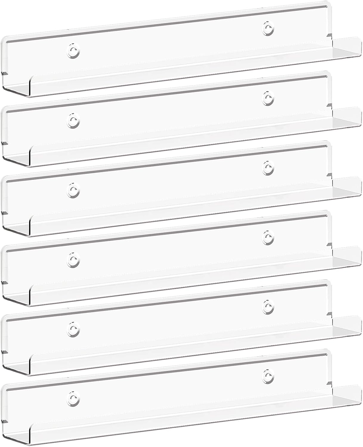 Lifewit Acrylic Wall Shelves - 12" Clear Floating Shelves for Vinyl Records, Makeup & More | 6 Pack