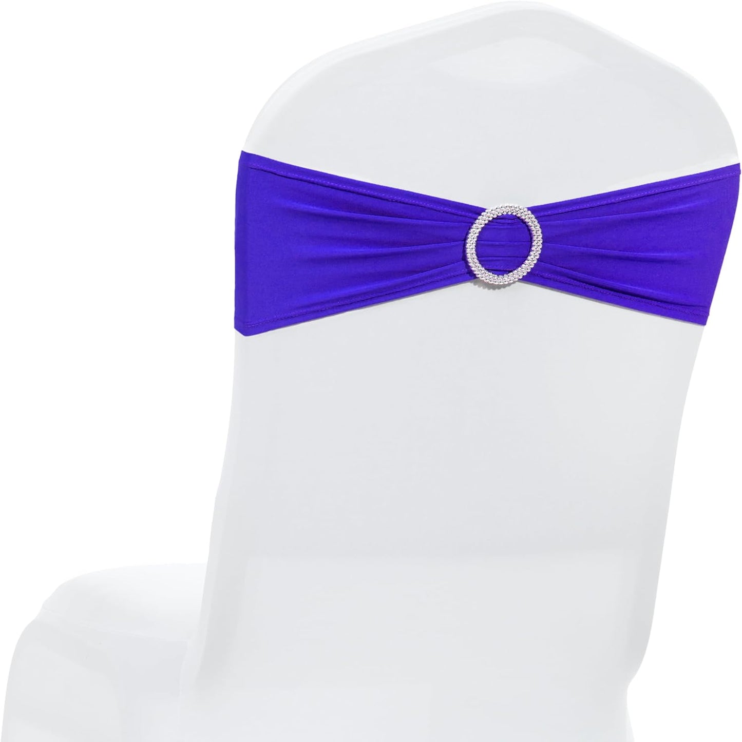 MDS Premium Stretch Chair Sashes - Pack of 25 Royal Blue Covers with Buckle Slider for Weddings & Events