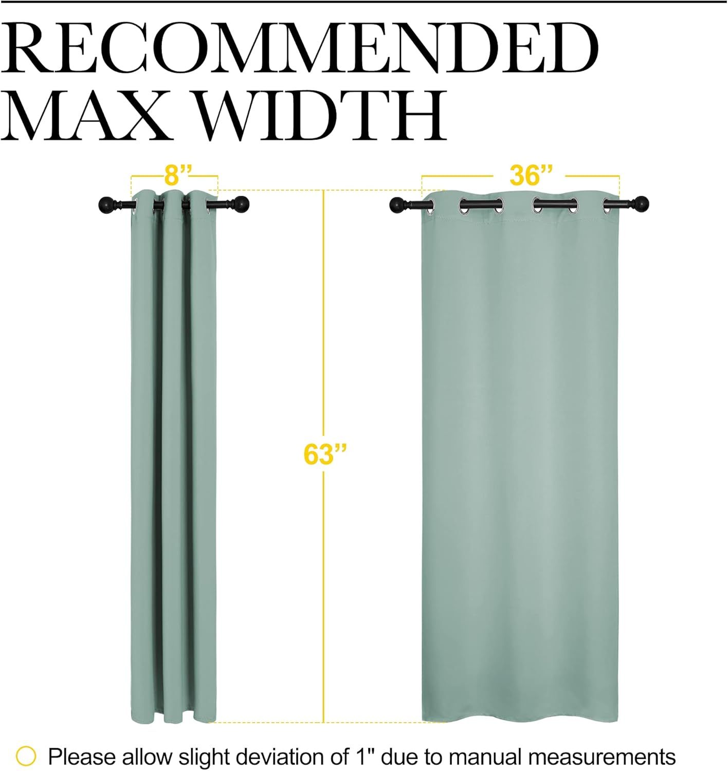 NICETOWN Small Window Curtains - Thermal Insulated Grommet Drapes in Seafoam Green | Set of 2, 42" x 63" Each Panel
