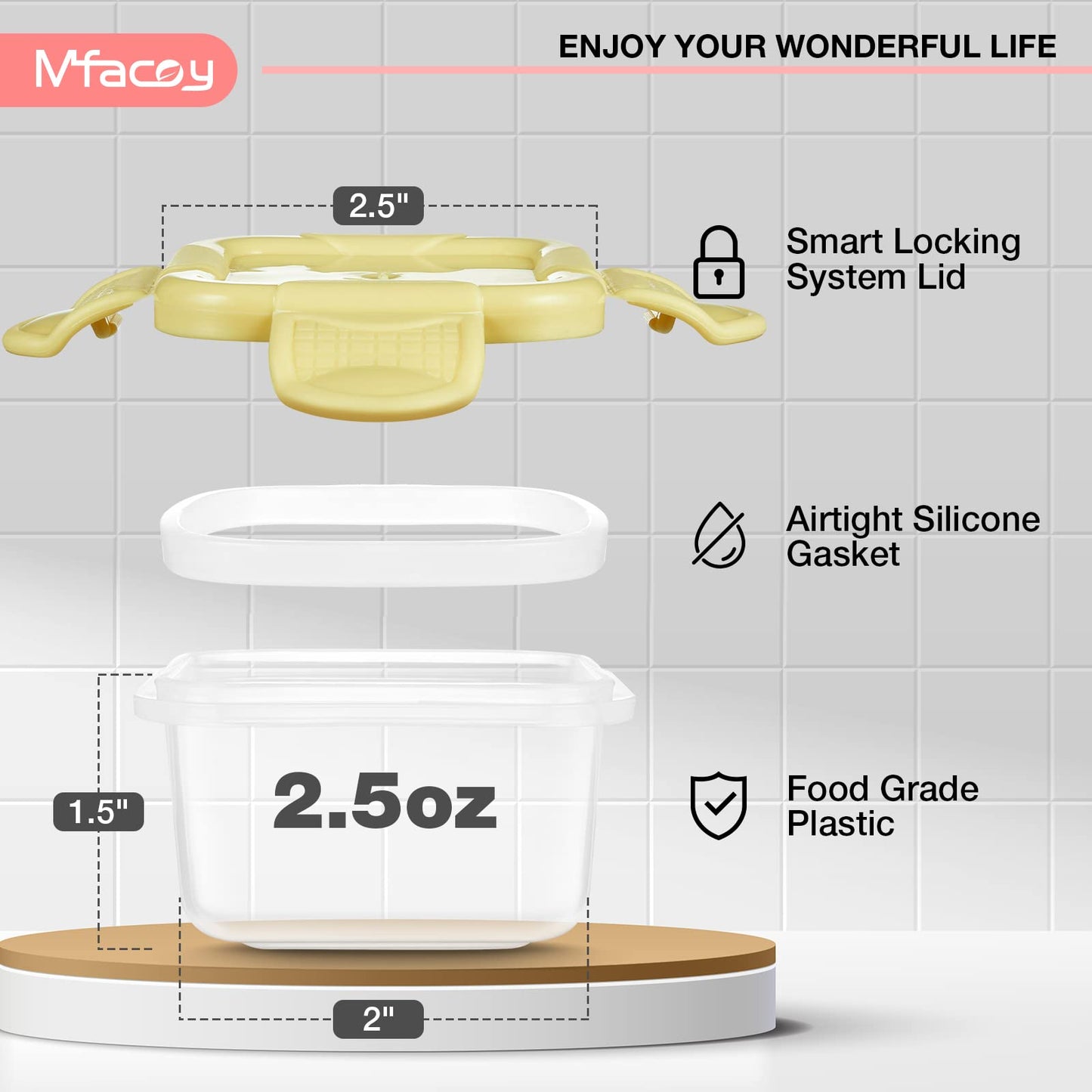 Mfacoy 6 Pack Salad Dressing Container To Go, 2.5 OZ Plastic Condiment Containers with Lids, BPA Free Condiment Cups, Leak Proof and Reusable Small Containers with Lids for Lunch Picnic Travel