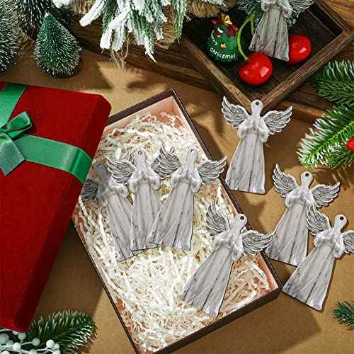 Gerrii 40 Pieces Christmas Wood Angel Ornaments Christmas Tree Decorations Farmhouse White Rustic Hanging Ornaments for Crafts Gift Office Fireplace Wreath Holiday Party Decor