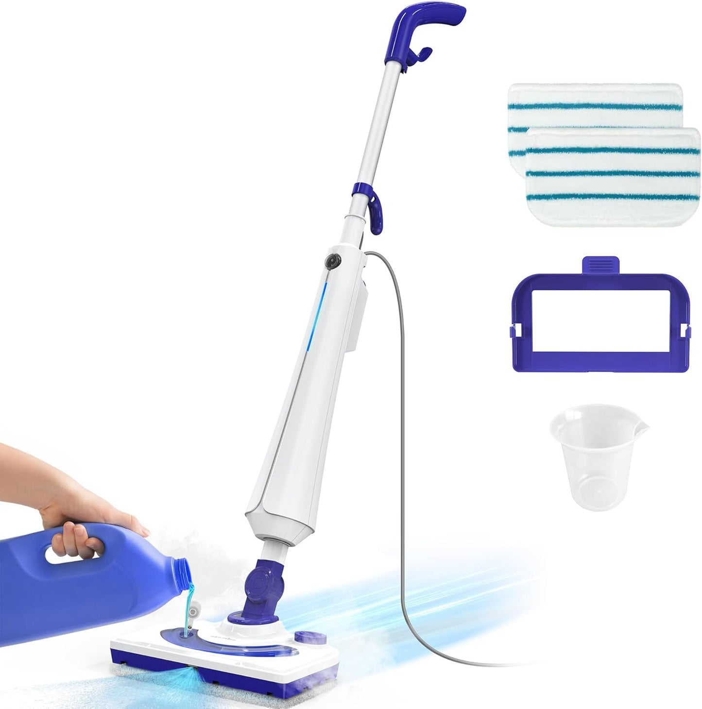 Skiennix 1300W Steam Mop Cleaner - Fast Heating 25s | Lightweight Floor Steamer for Hardwood & Tiles, 2 Washable Pads