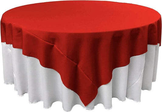 90x90 Red Polyester Poplin Tablecloth - Washable, Stain & Wrinkle Resistant for Dining, Parties & Holidays