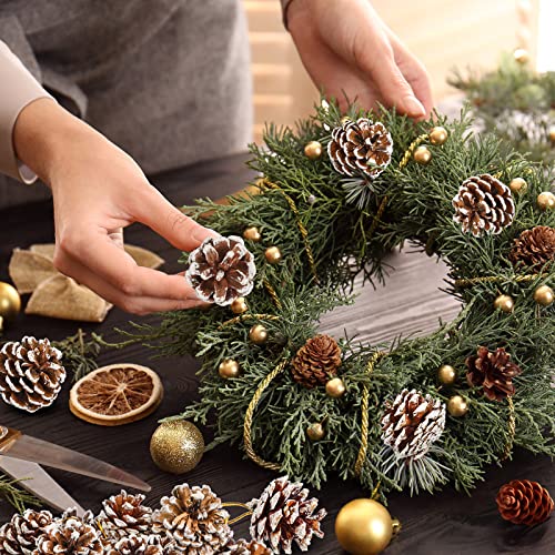 100 Pcs Christmas Pine Cone Ornaments Snowy Rustic Holiday Decor