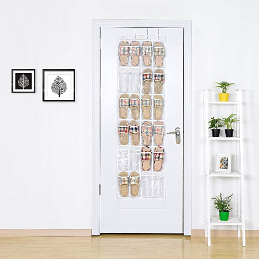 Skiennix 24-Pocket Over-The-Door Shoe Organiser - Heavy-Duty Folding Mesh Holder for Bedroom & Bathroom