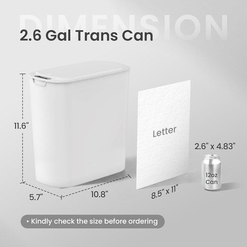 Cesun Automatic Motion Sensor Trash Can - Touchless 2.6 Gallon White Waste Bin for Bathroom, Office & Home