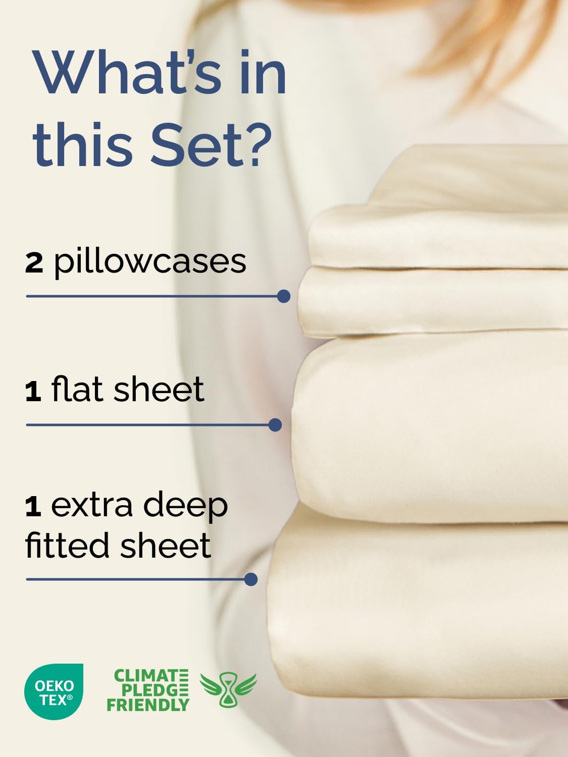Skiennix Extra Deep Twin Sheet Set - 4 Piece Breathable Cooling Bedding - Soft, Wrinkle-Free Off White