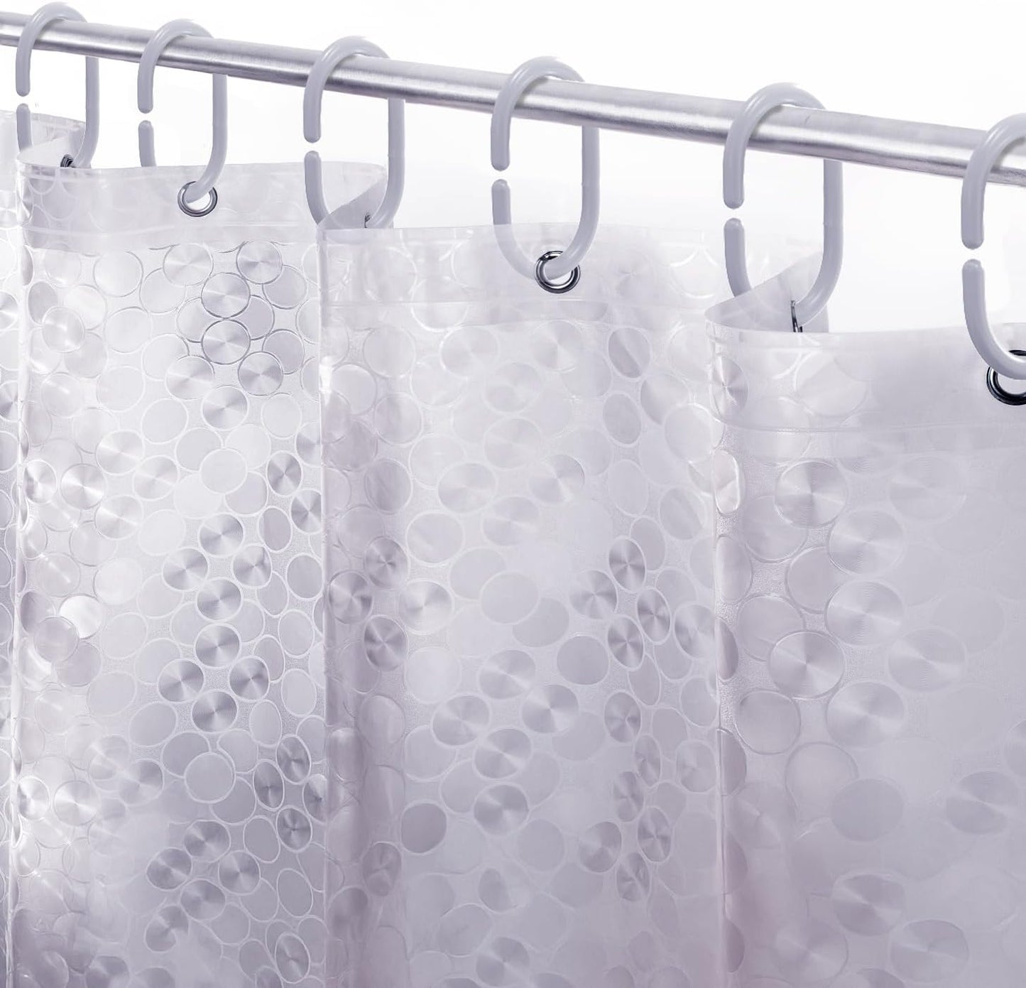 LiBa PEVA Shower Curtain Liner - 8G Waterproof, 72x72 Inch Clear Design with Magnets & 3D Bubbles Pattern