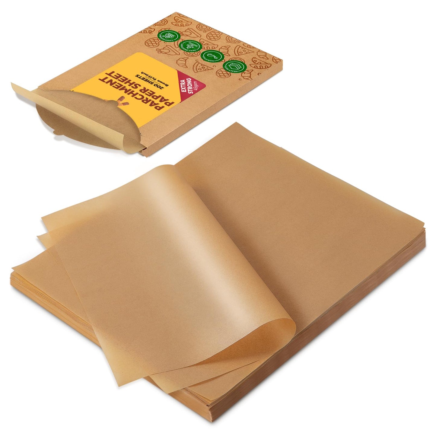 Katbite 200Pcs 9x13 inch Heavy Duty Unbleached Parchment Paper, Parchment Paper Sheets for Baking Cookies, Cooking, Frying, Air Fryer, Grilling Rack, Oven(9x13 Inch)