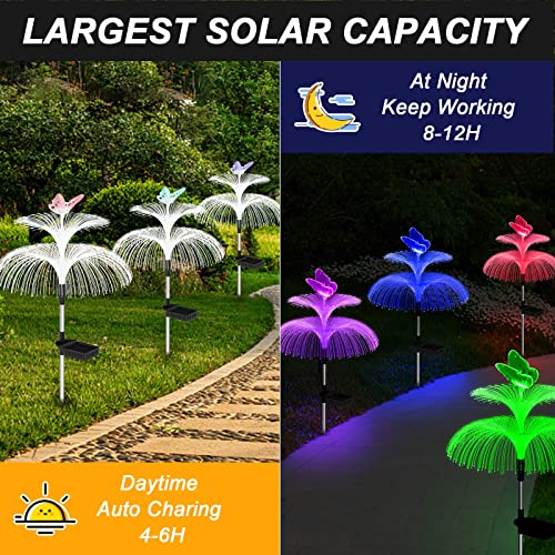 Weepong 3-Pack Solar Garden Lights – 7 Color Jellyfish & Butterfly LED Path Lights