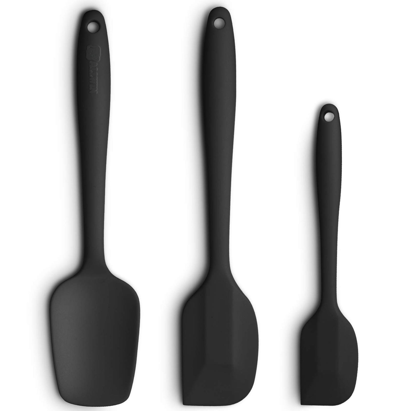 Silicone Spatula 3-piece Set, Ergonomic Handle High Heat-Resistant Spatulas, Non-stick Rubber Spatulas with Stainless Steel Core, Black