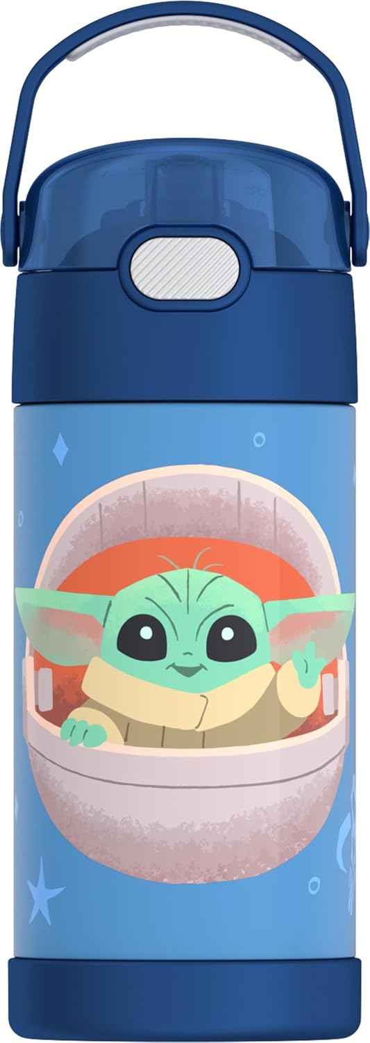 THERMOS FUNTAINER Water Bottle - 12 Ounce Stainless Steel Vacuum Insulated with Straw | Mandalorian Design
