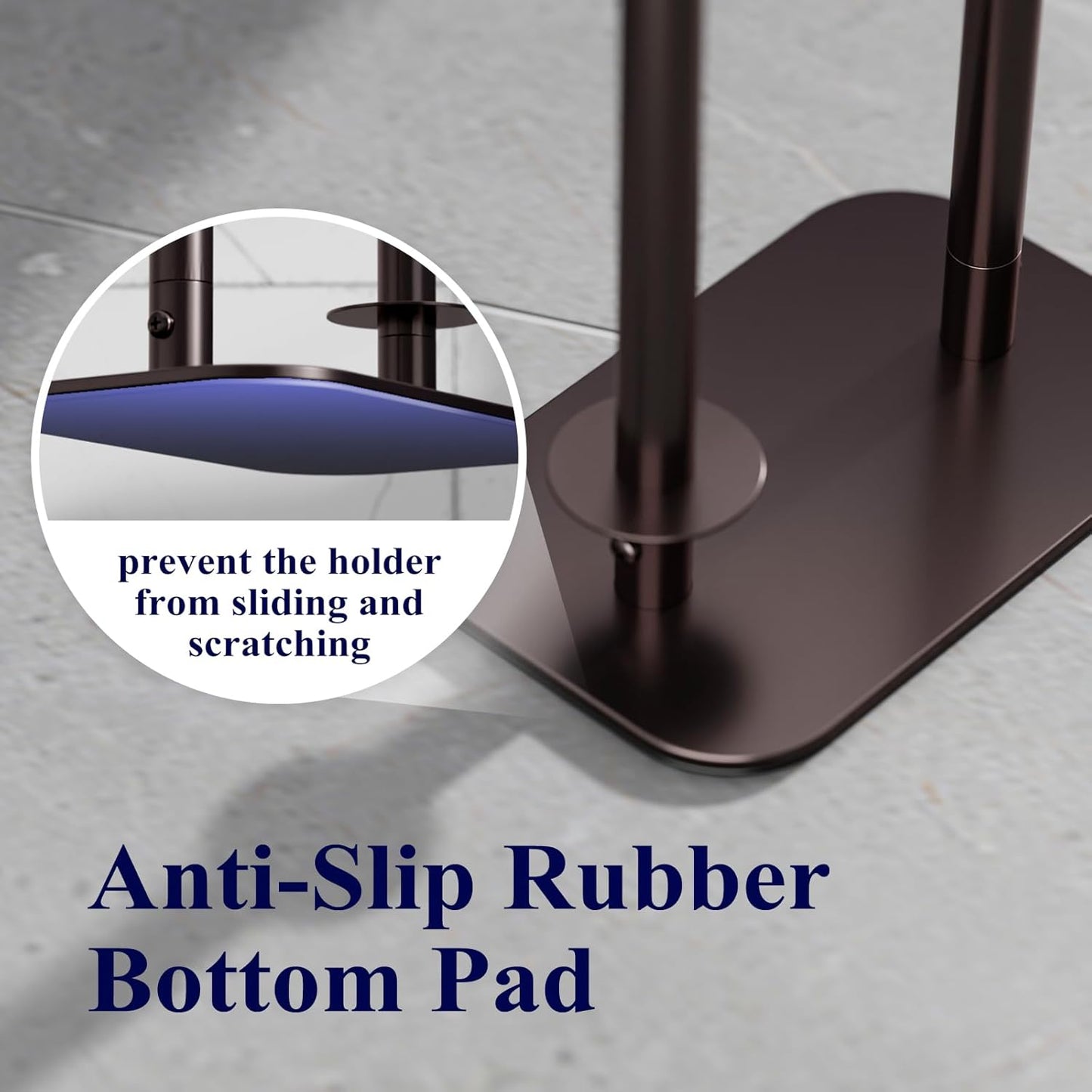 Kitsure Toilet Paper Holder - Rustproof Free Standing Stand for 4 Rolls with Anti-Slip Base & Shelf | Medium Brown