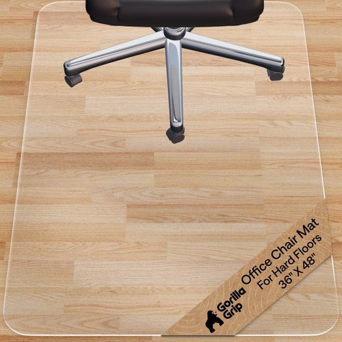 GORILLA GRIP Clear Office Chair Mat - Slip Resistant, Smooth Rolling, 36x48 for Hardwood Floors
