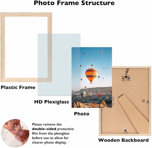 JCJMY 9x12 Picture Frame - Versatile Wall Hanging Design with Shatter-Resistant Plexiglass | Natural Finish
