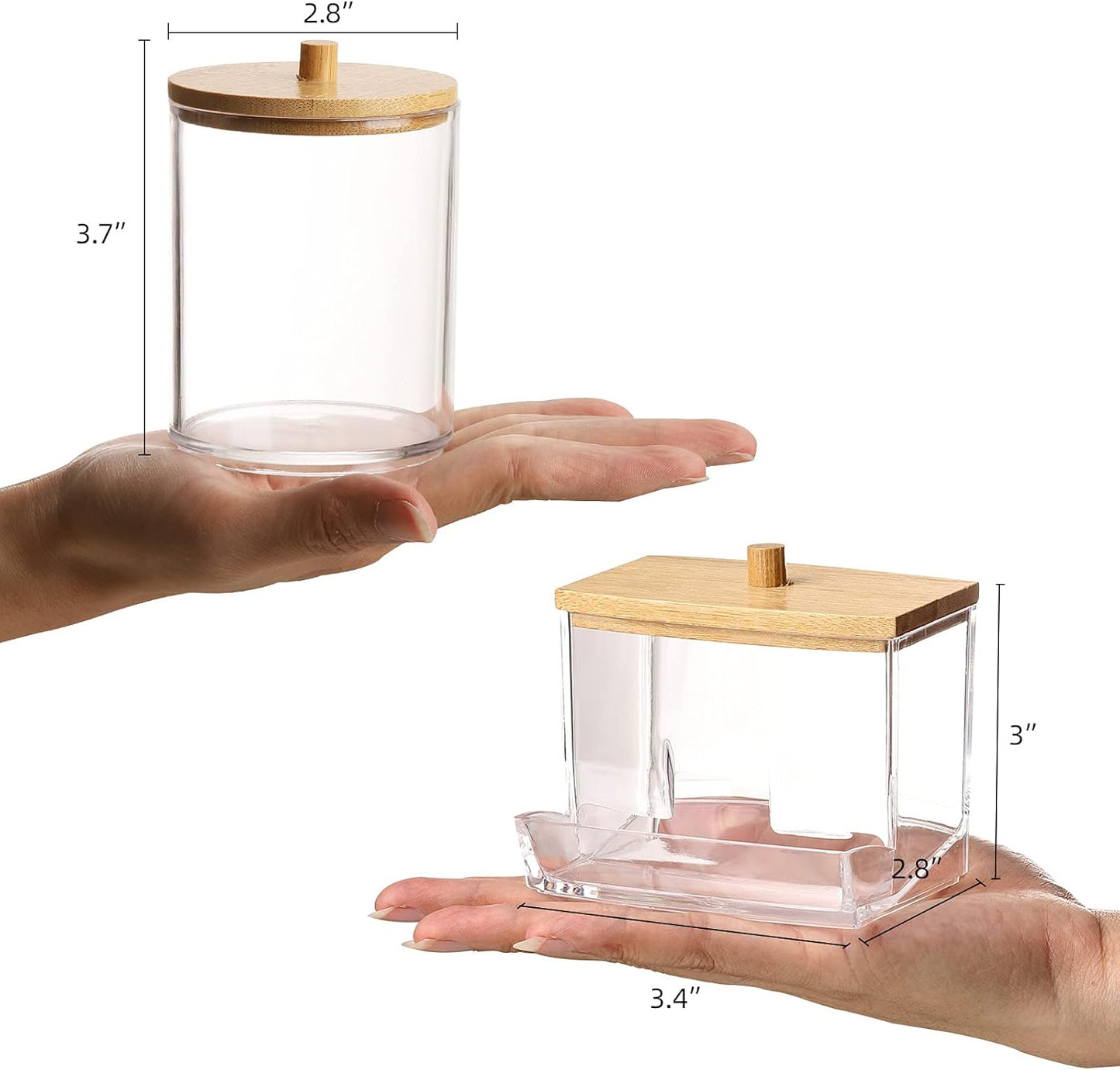 Tbestmax Cotton Swab Holder - Stylish Apothecary Jar Organizer with Wood Lid | 10/7 Oz Capacity