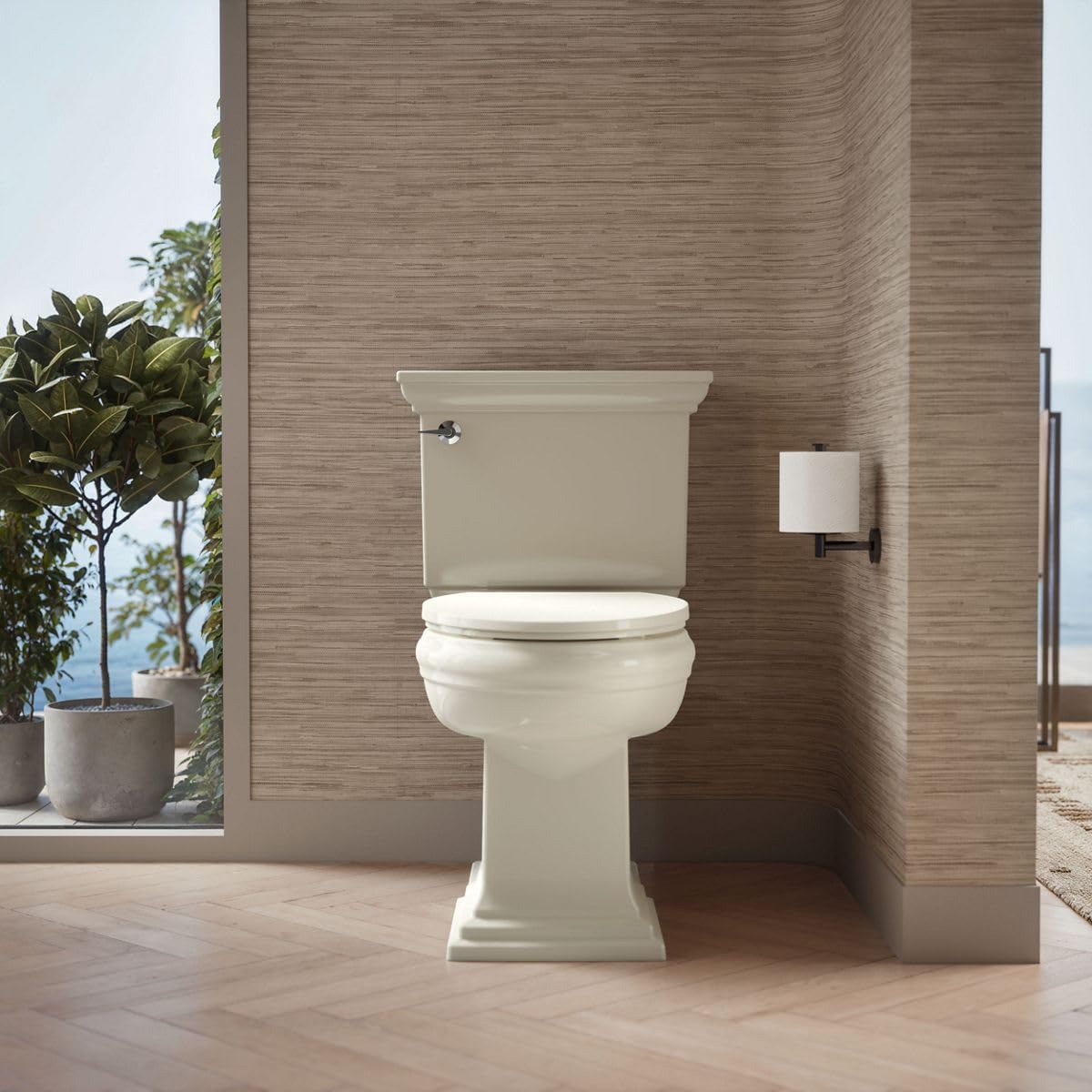 KOHLER K-27332-0 Glissade ReadyLatch Quiet Close Round Toilet Seat, White, Grip-Tight Hardware, Quiet Close Lid Prevents Slamming