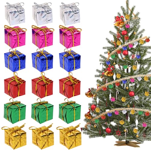 PENTA ANGEL Mixed Color 36-pack Mini Gift Box Ornaments for Christmas Tree 2.5cm