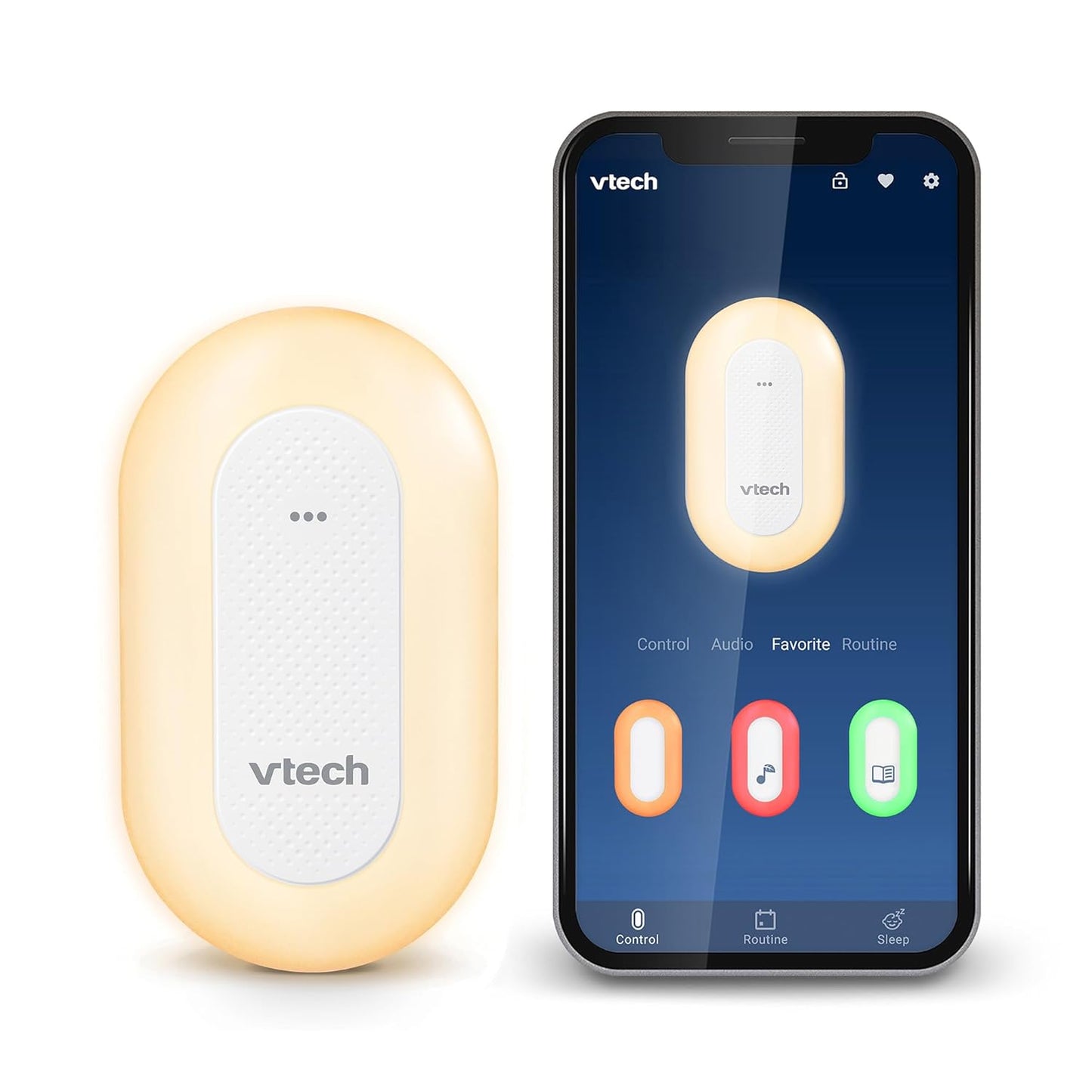 VTech BC8113 V-Hush Plug Sleep Training Soother - 40 Stories/Songs & Bluetooth Speaker with Multi-Color Night Light